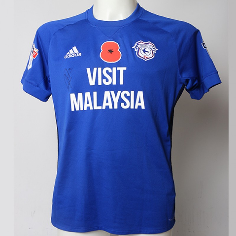 Poppy Shirt Signed by Cardiff City FC's Lee Peltier