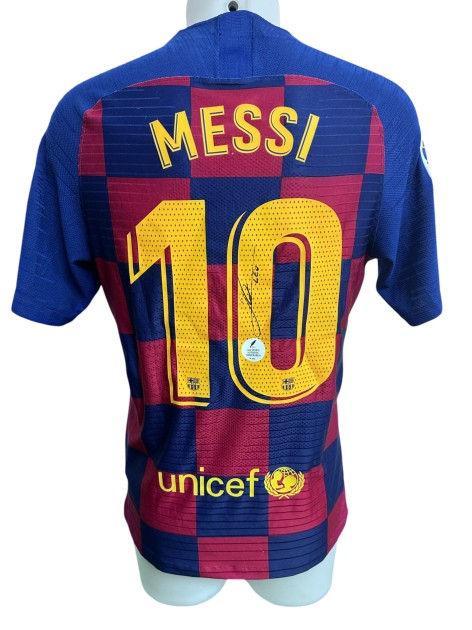 Messi's Barcelona Signed Replica Shirt, 2019/20