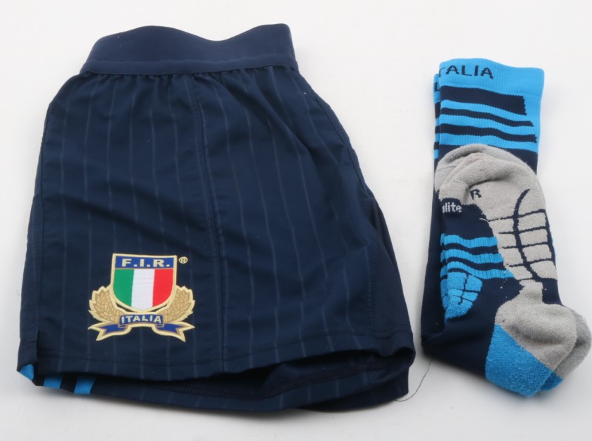 Tommaso Allan FIR match issued/worn shorts and socks