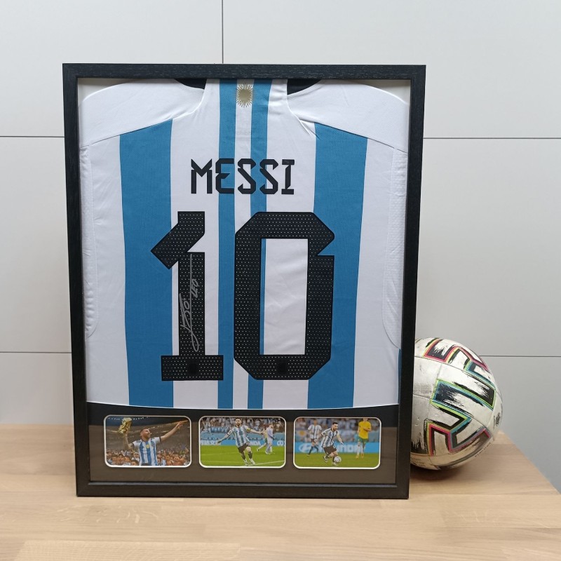 Messi's FC Barcelona Signed and Framed Shirt - CharityStars