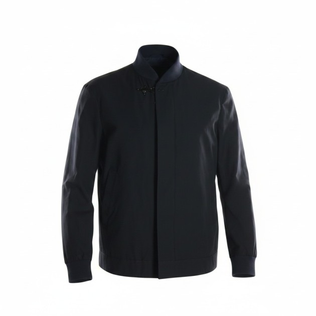 Cotton Blend Microfaille Bomber Jacket