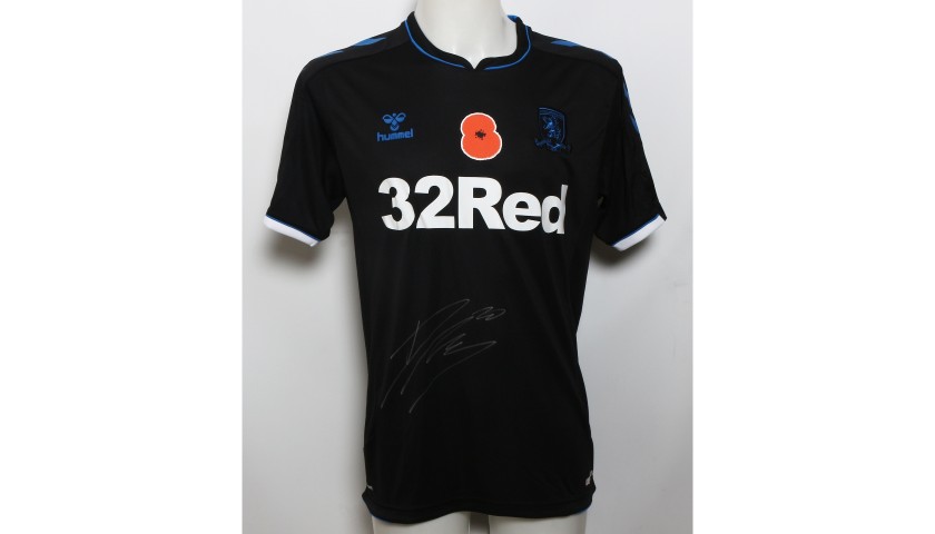 Dael Fry's Middlesbrough Signed and Worn Away Poppy Shirt 