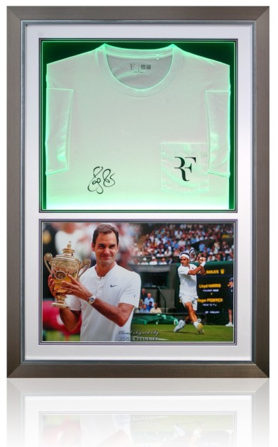 Roger Federer Signed Tennis Shirt Presentation with LED Lighting