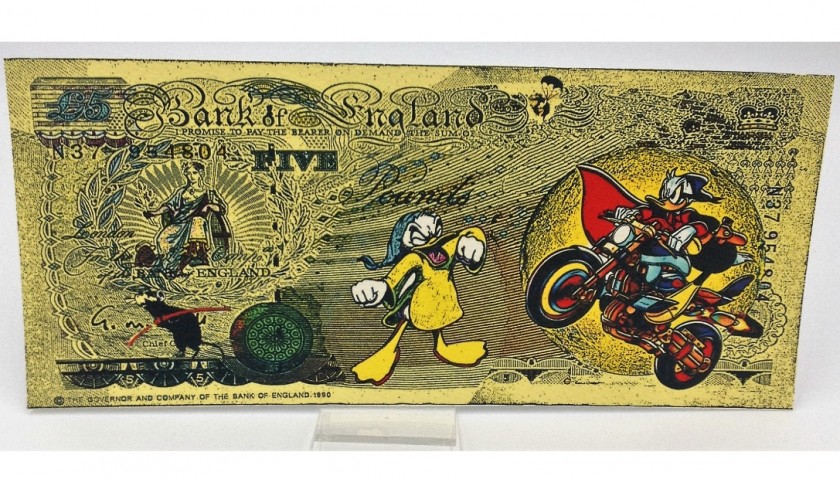 "5 Pounds Not Banksy Vs Donald Duck yellow version" by G.Karloff