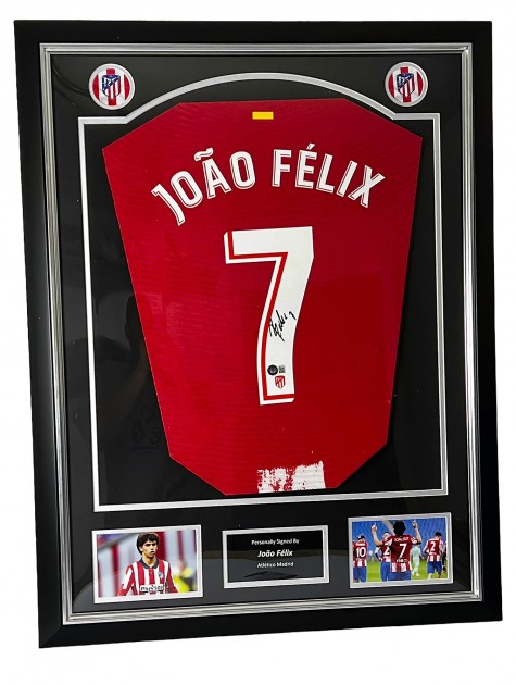 Joao Felix Official Atletico Madrid Signed and Framed Shirt, 2021/22