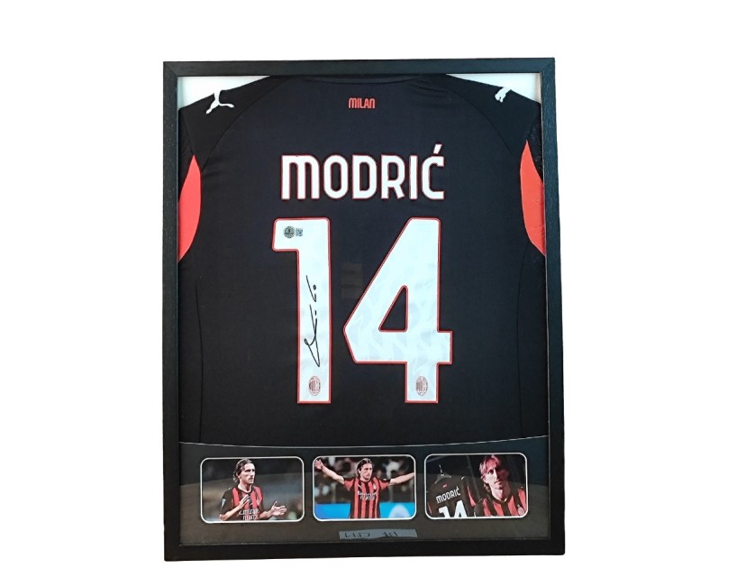 Maglia Luka Modric AC Milan in cornice deluxe di alta qualità - Autografata