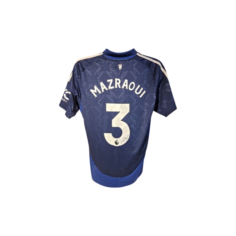 Maglia ufficiale da trasferta firmata da Noussair Mazraoui per il Manchester United 2024/25