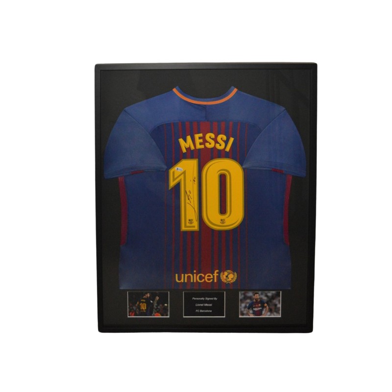Lionel Messi's FC Barcelona Signed And Framed Shirt