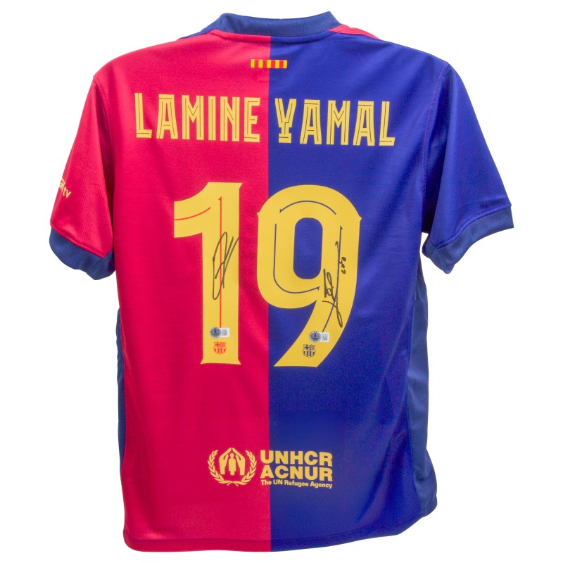 Replica della maglia del FC Barcelona firmata da Lamine Yamal