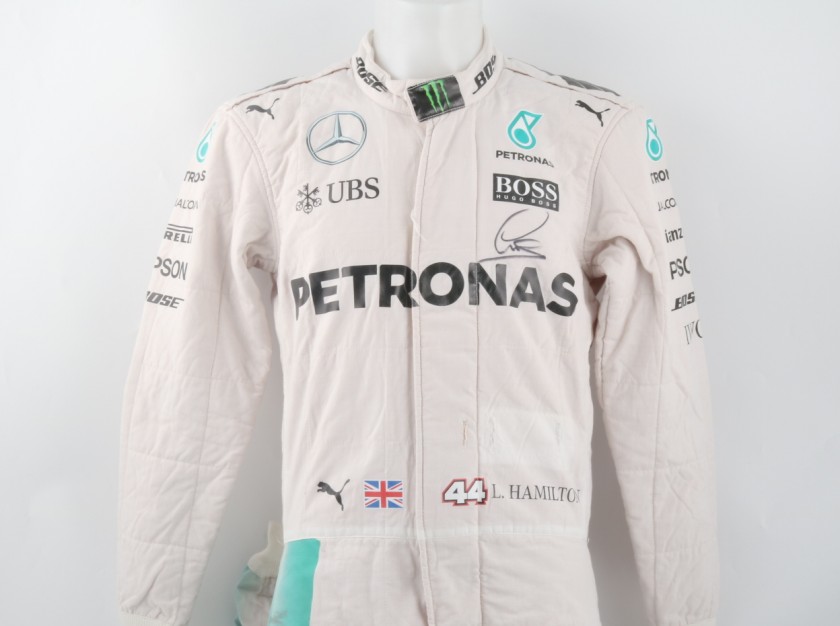 Mercedes suit worn by Lewis Hamilton, F1 2016 season - signed + COA