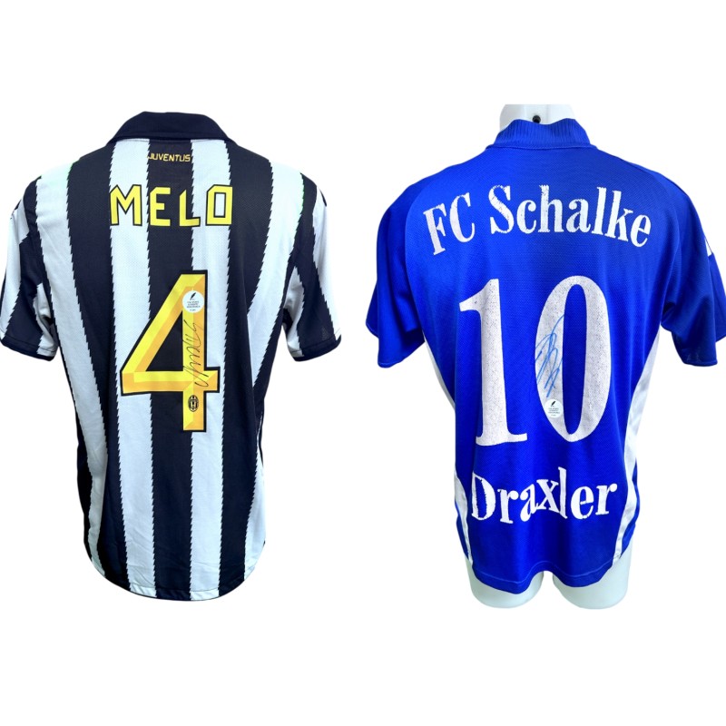 Collection of Two Juventus and Shalke Replica and Official Shirts - Signed by Felipe Melo and Dominick Drexler