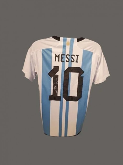 Messi's Argentina vs France World Cup Final Signed Shirt