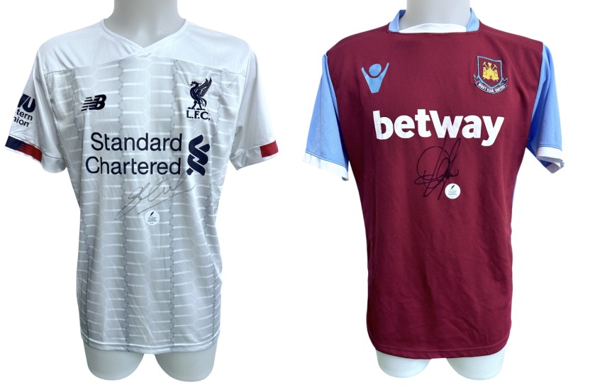 Collection of Two Liverpool and West Ham United Replica Shirts - Signed by Steven Gerrard and Paolo Di Canio
