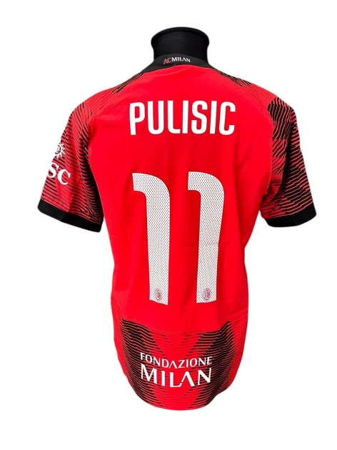 Pulisic's Milan vs Rennes Match-Issued Shirt, Europa League 2024