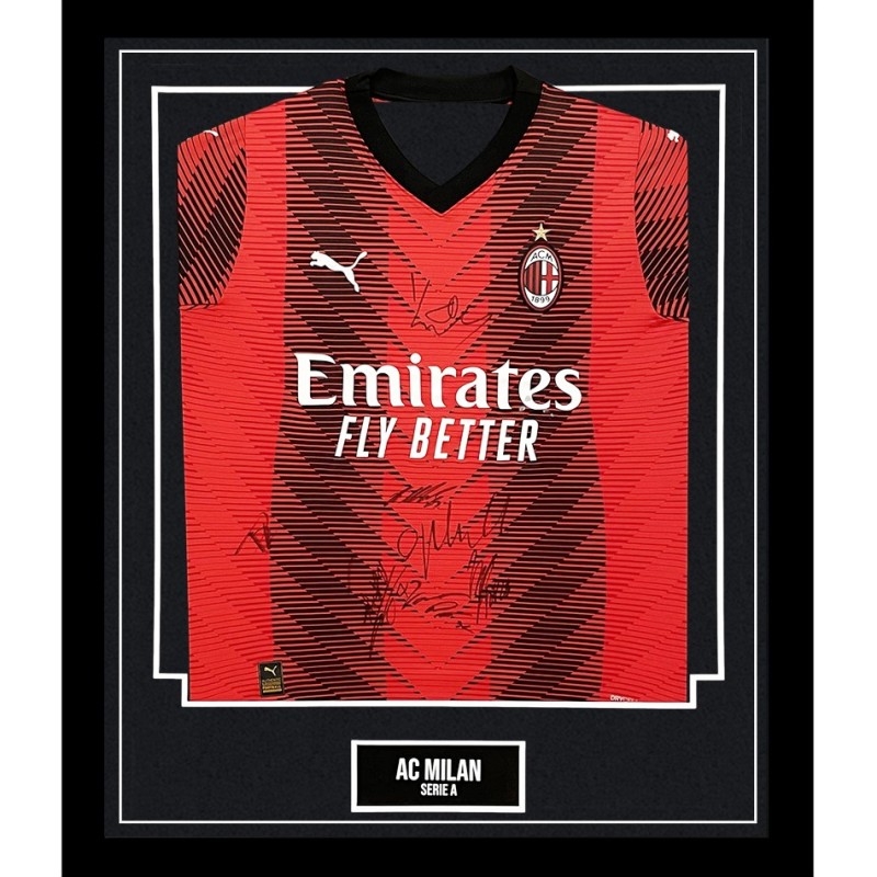 Maglia della squadra del Milan, firmata e incorniciata