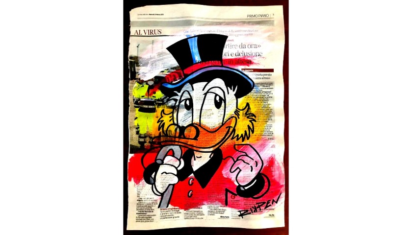 "Uncle Scrooge Typographic" Original Board by Riccardo Penati