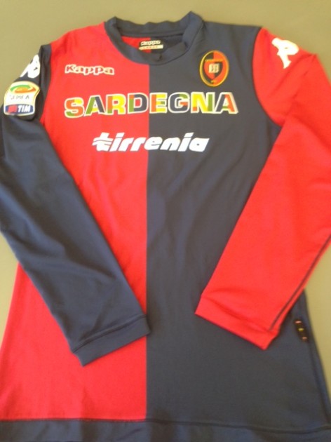 Cagliari match issued shirt, Ariaudo, Serie A 13/14 - signed