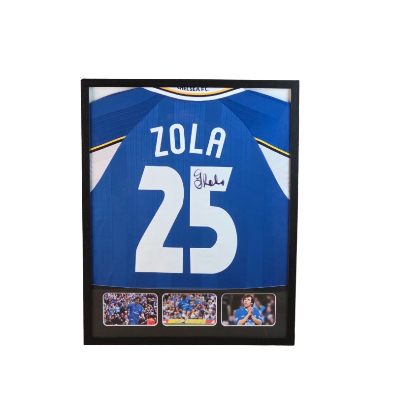 Maglia Gianfranco Zola Chelsea, finale ECWC 1998 - Autografata e incorniciata