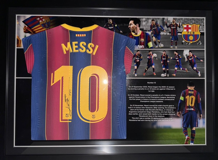 Lionel Messi's Barcelona Signed and Framed Match Shirt