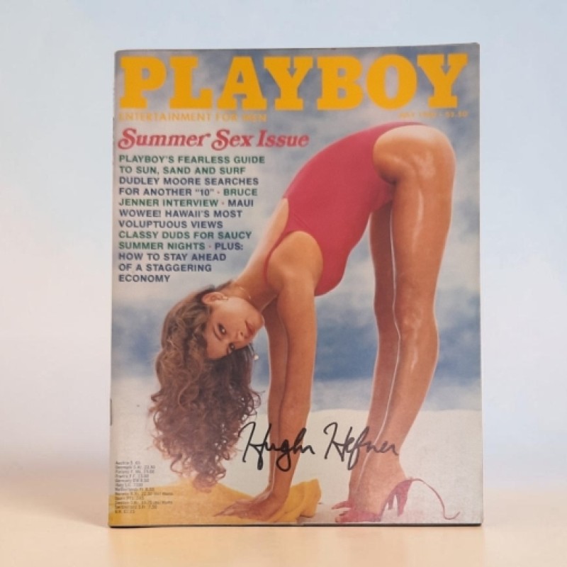 Hugh Hefner Signed July 1980 Playboy Magazine