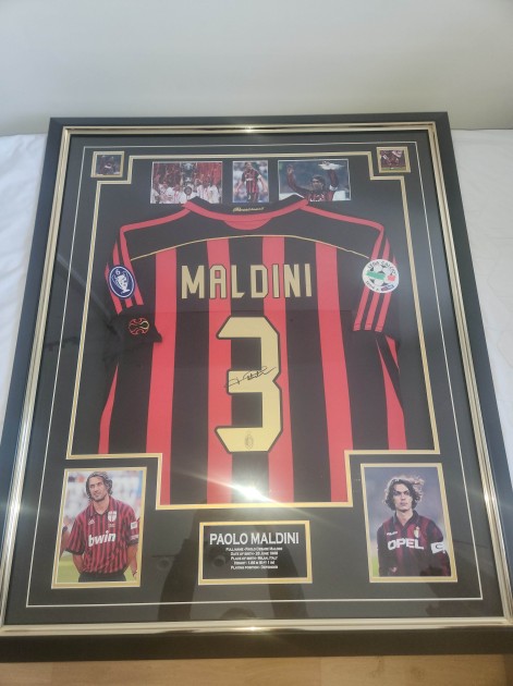 Maglia del Milan 2006/07 di Paolo Maldini firmata e incorniciata