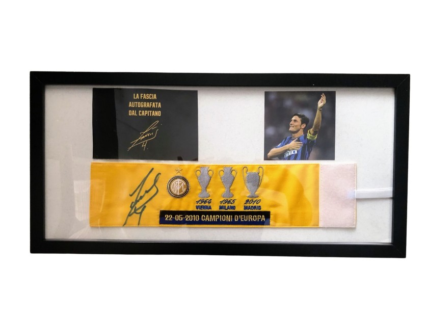 "22-05-2010 Champions of Europe" Framed Armband - Signed by Javier Zanetti