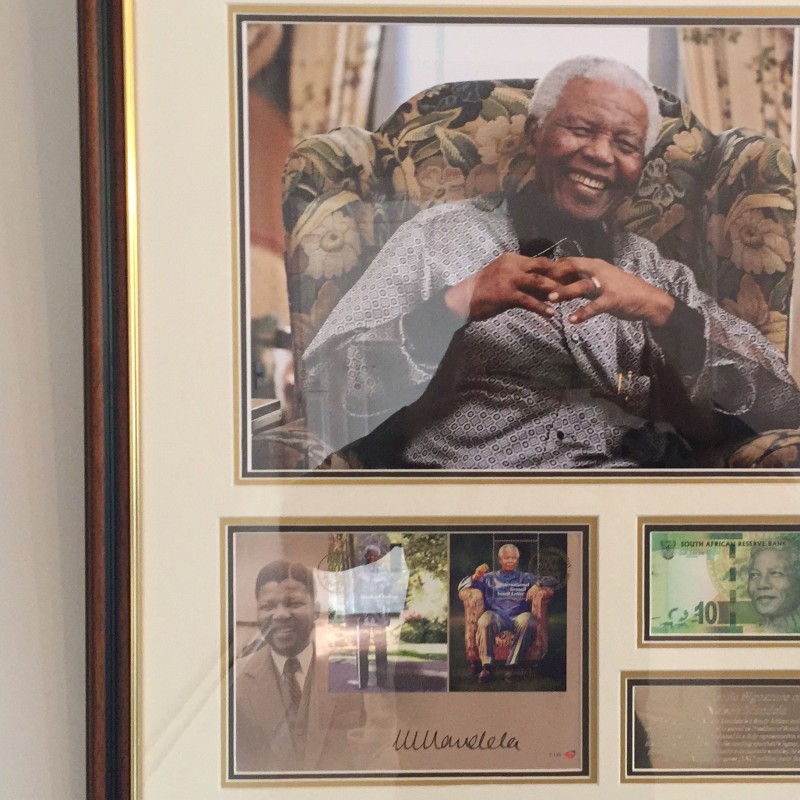 Nelson Mandela Signed Commemorative  Display 