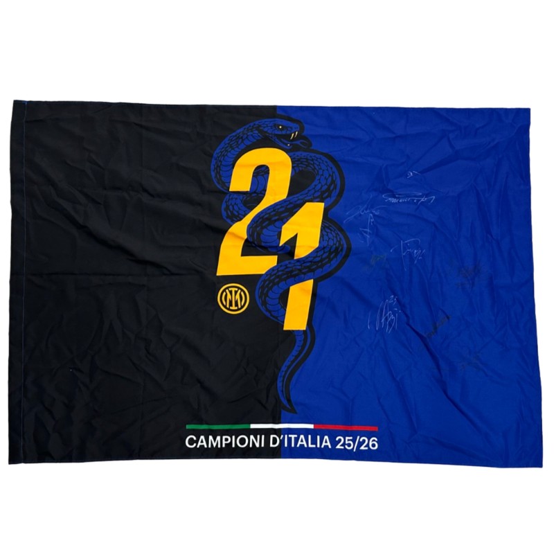 Official Inter Milan Scudetto Flag, 2025/26 - Signed by the Players