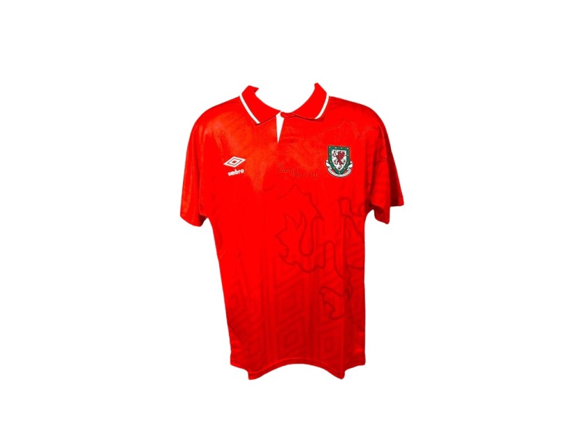 Maglia replica firmata di Dean Saunders per il Galles 1993