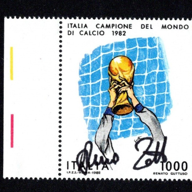 1,000 Lire 1982 Fifa World Cup - Stamp signed by Dino Zoff
