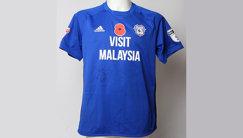 Poppy Shirt Signed by Cardiff City FC's Bruno Ecuele Manga