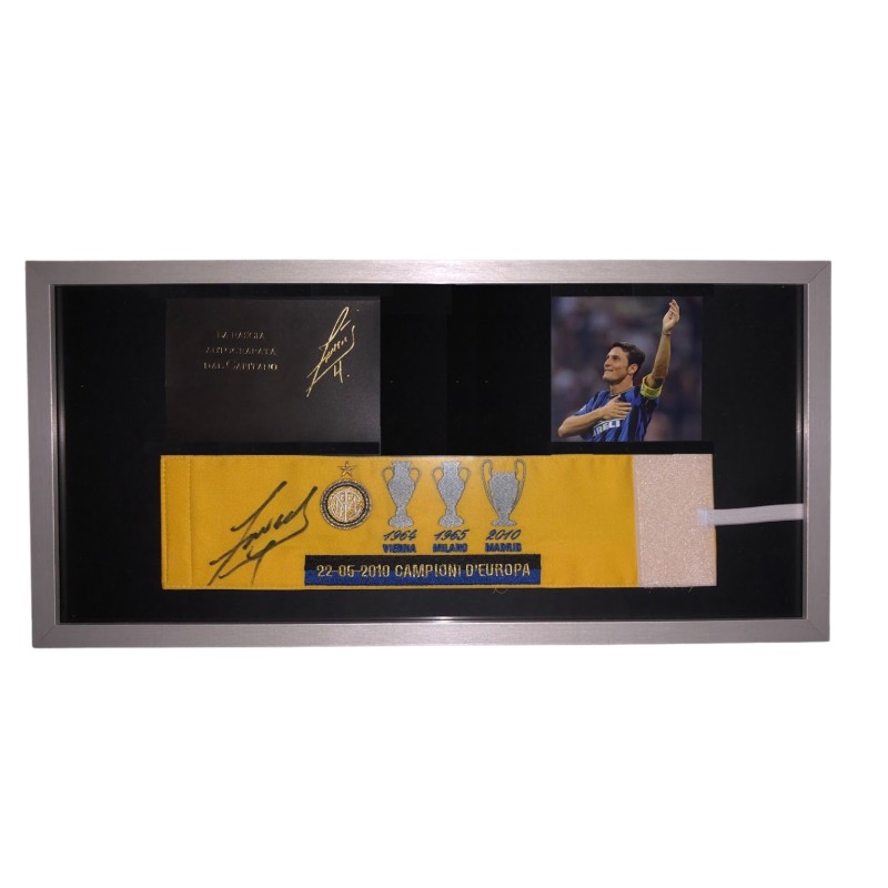 Fascia "Triplete 2010" Incorniciata - Autografata da Javier Zanetti