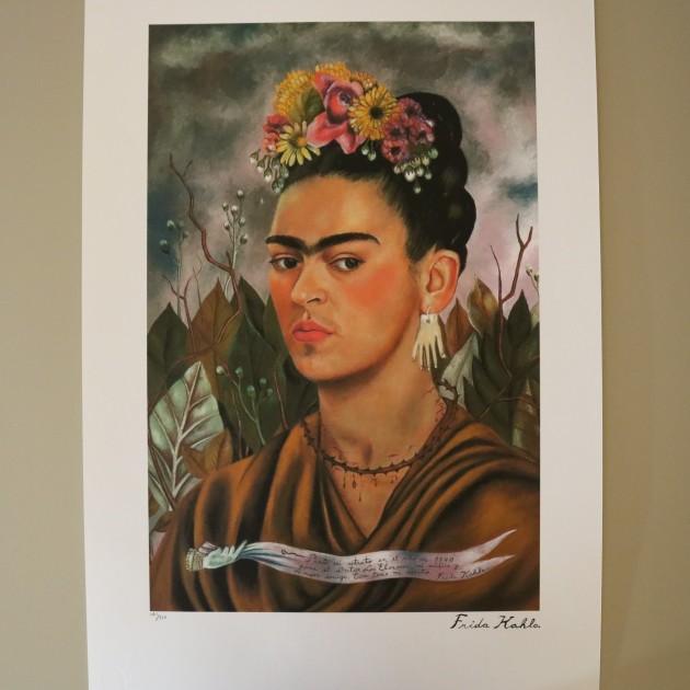 "Autoritratto" Litografia offset di Frida Kahlo firmata