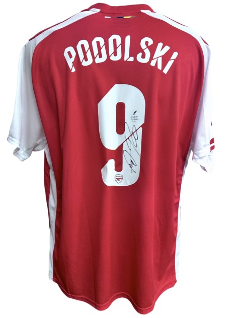 Podolski's Arsenal Signed Official Shirt, UCL 2014/15
