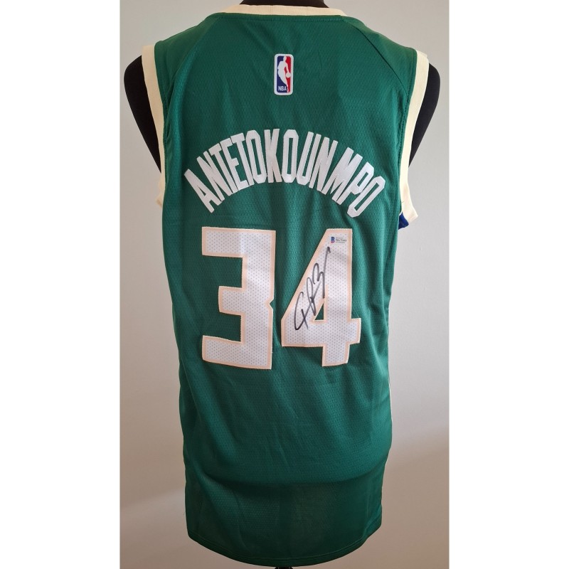 Maglia replica firmata di Giannis Antetokounmpo dei Milwaukee Bucks