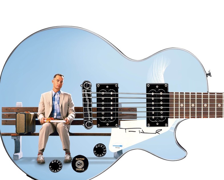 Tom Hanks Signed Custom Forrest Gump Graphics Guitar