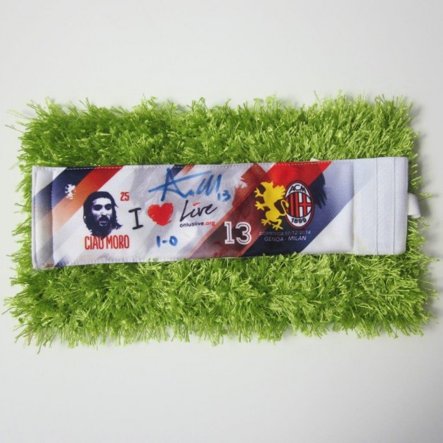 Genoa match worn Captain armband, Genoa-Milan Serie A 26/10/14 - signed by Antonelli 