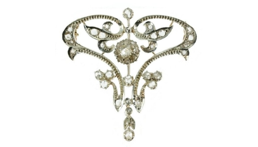 Art Nouveau Diamond Brooch Pendant