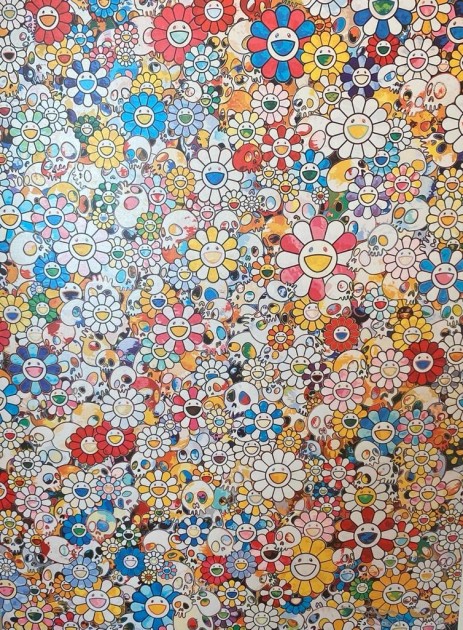 Takashi Murakami PINK SKULL AND FLOWER PAINTING