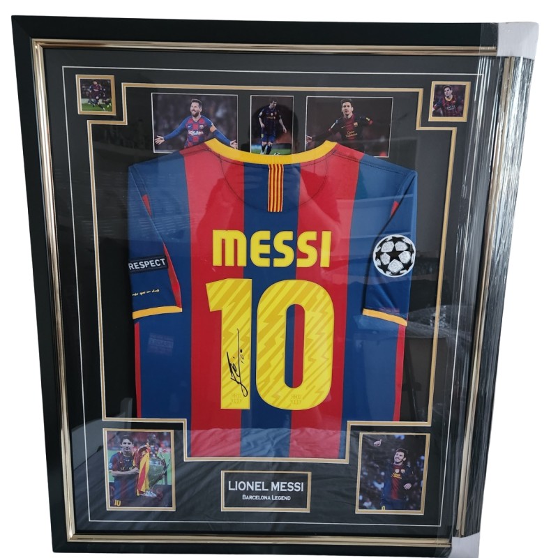 Messi's FC Barcelona 2010/11 Champions League Signed and Framed Shirt 