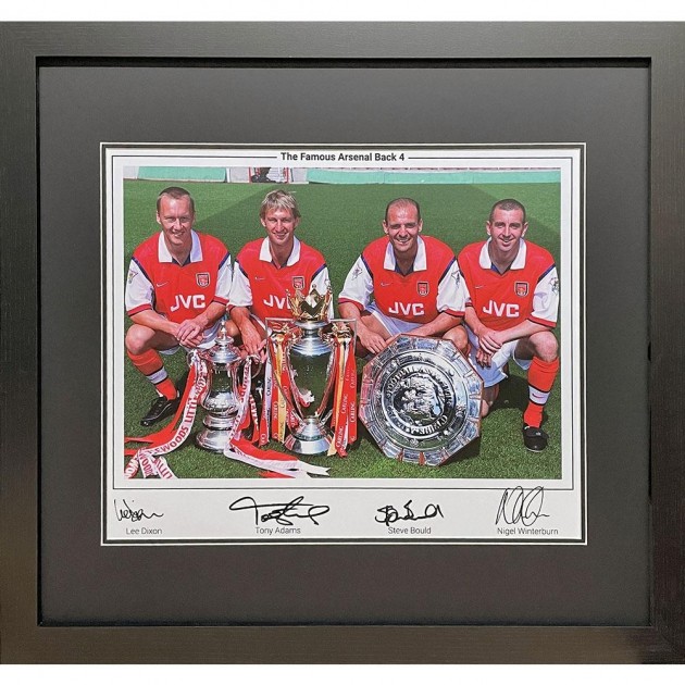 Tony Adams, Steve Bould, Nigel Winterburn and Lee Dixon Arsenal FC Signed and Framed Print