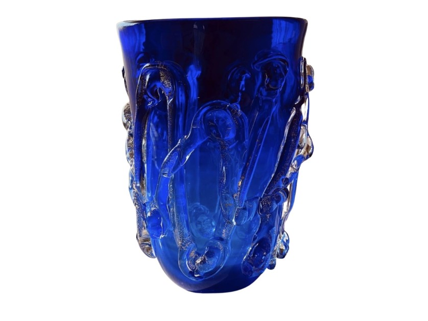 Prestigious Murano Glass Vase with Gold Leaf