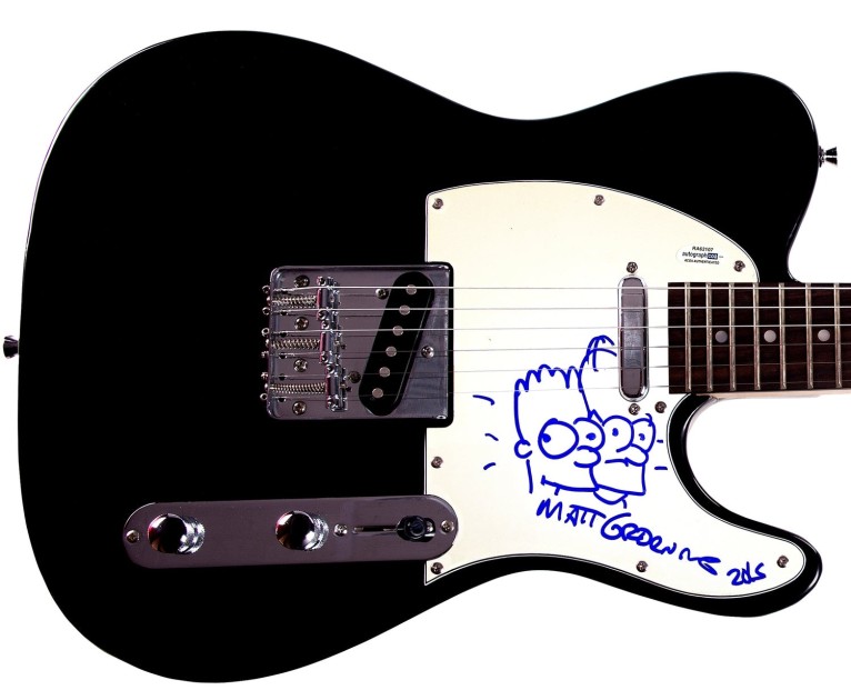 Matt Groening Signed Guitar with Simpson Double Sketch