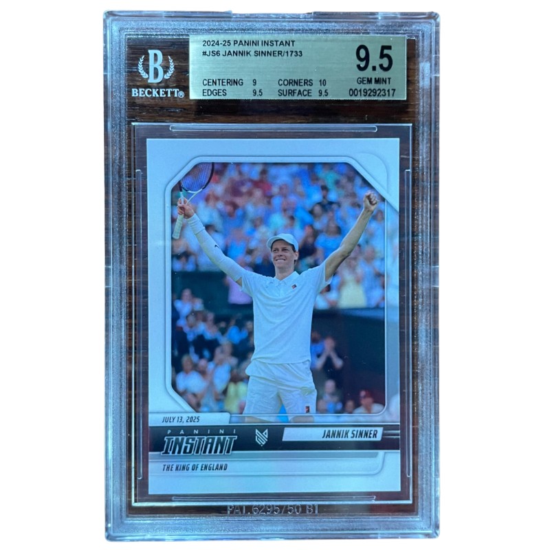 Jannik Sinner Panini Instant 2024/25 (#JS6) – Graded Beckett 9.5 GEM MINT – Wimbledon Champion