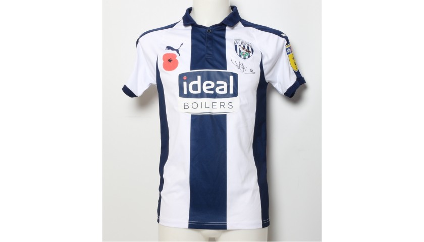 Wes Hoolahan's West Bromwich Albion  Worn and Signed Home Poppy Shirt 