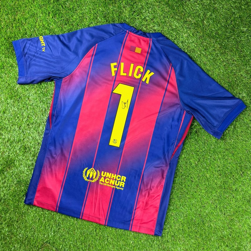 Hansi Flick Signed Barcelona 2025-26 Home Football Shirt 