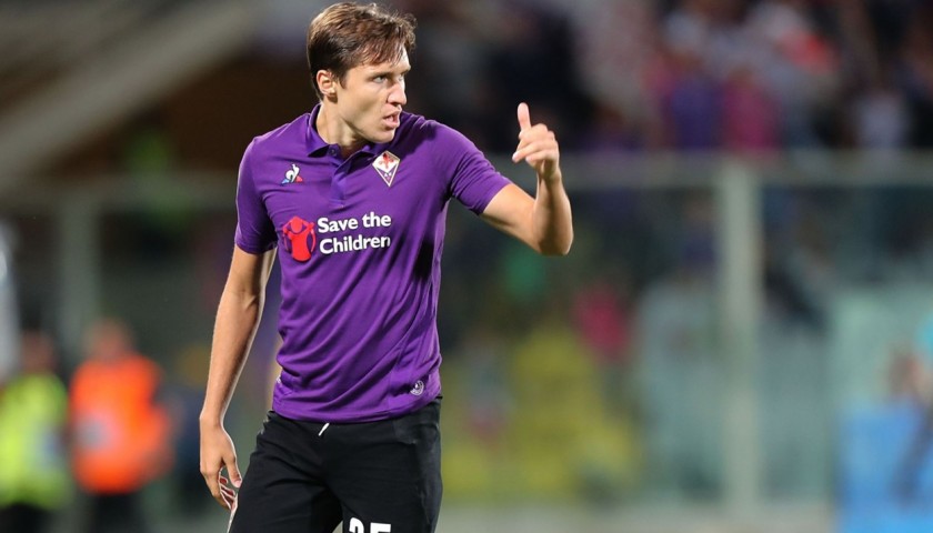 Chiesa's Fiorentina Match-Issue Signed Shirt, 2018/19 Season