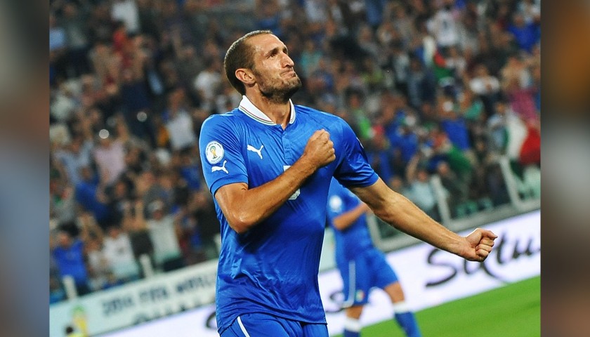 Chiellini's Italy Match Shirt, World Cup Qualifiers 2014