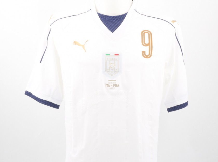 Pellè issued/worn shirt, Italy-France 1/09/2016