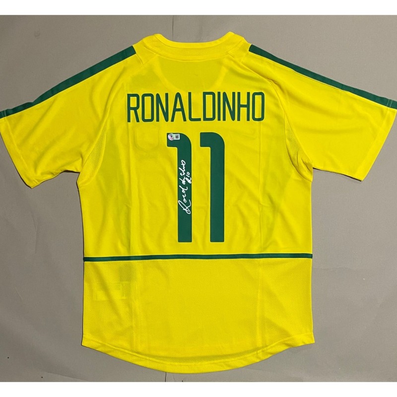 Maglia replica firmata di Ronaldinho per i Mondiali di calcio 2002